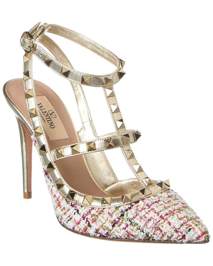 Женские туфли-лодочки Valentino Rockstud из 100 % твида и кожи, белые 36