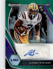JaCoby Stevens 2021 Panini NFL Prizm Draft Picks Green Prizm Auto #DPA-JAC