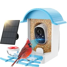 Bird Feeder with Camera Smart Bird Feeder with Solar Panel 2K HD Live View AI...