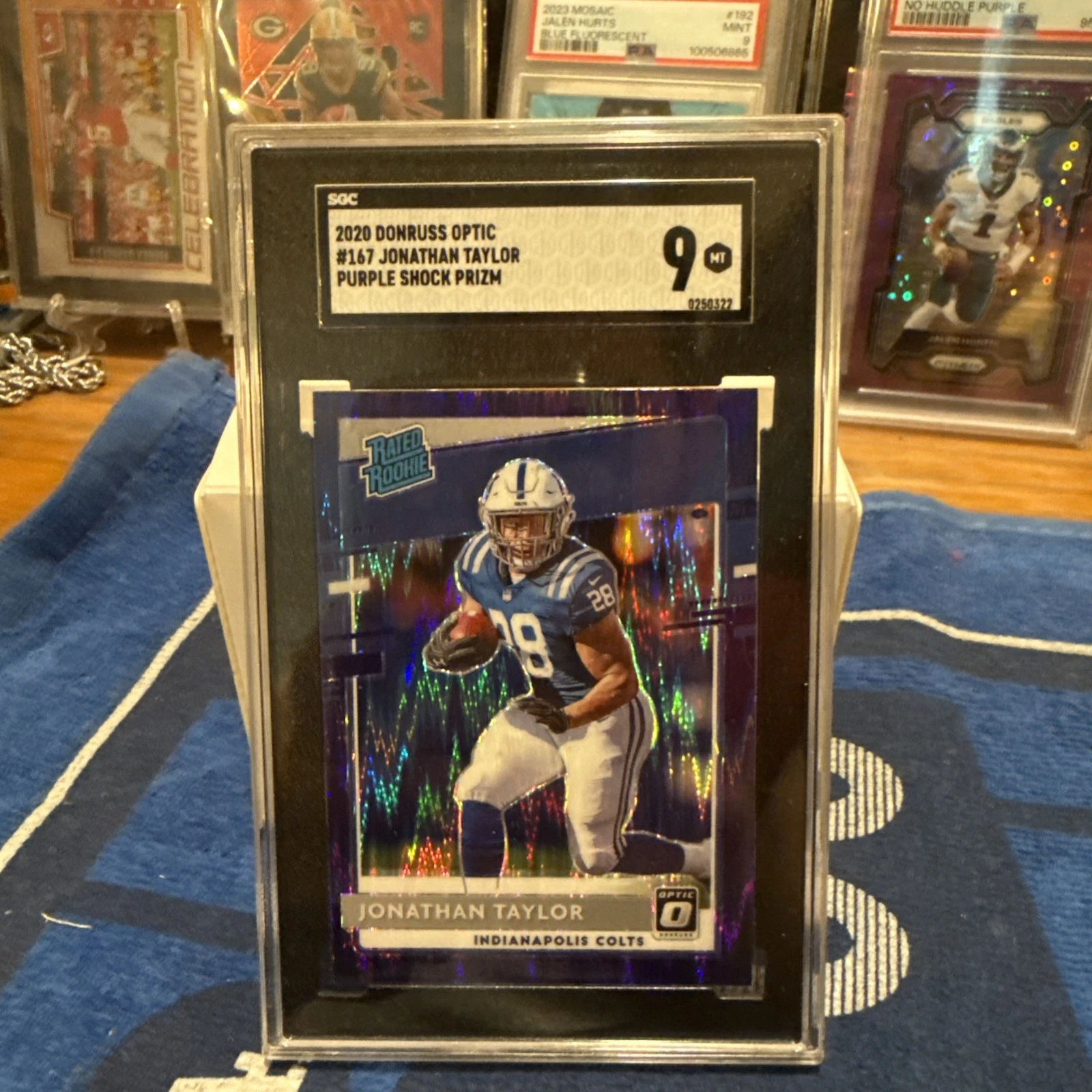 Deal for 2020 Donruss Optic - Jonathan Taylor Rated Rookie Blue Scope PSA 9
