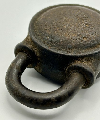 Padlock Vintage Old Antique Heavy Lock Cast Iron Brass Round No Key - Picture 4 of 5
