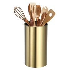Kitchen Utensil Holder, 3.1x5.5" Stainless Steel Utensil Cutlery Holder, Gold