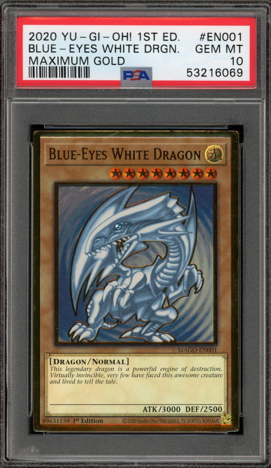 Yugioh Blue Eyes White Dragon Maximum Gold MAGO-EN001 1st Edition PSA 10