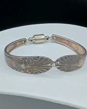 Vintage Silver Spoon Bracelet Plated Handle Size 7.5" Barrel Clasp 28g 