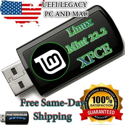 Linux Mint XFCE 22.2 Bootable USB Installer -Latest Version   Same Day Shipping