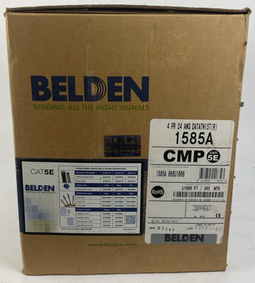 Belden 1585A 4-Pair 24 AWG Cat 5e U/UTP Plenum-CMP Cable 008U250 Gray 21.6 LBS