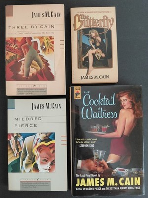 James M. Cain 4 Book Lot - The Cocktail Waitress, The Butterfly, Mildred Pierce