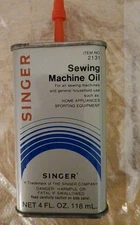 Vintage Singer # 2131 Sewing Machine Oil  4 Oz. Tin Oiler Can Very Good 3/4 Full