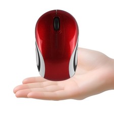 Usbkingdom Mini Small Wireless Mouse for Travel Optical Portable red