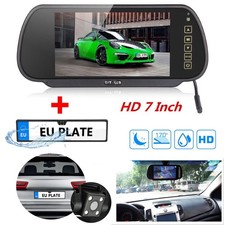 ESSGOO 7 Zoll Monitor Rückfahrkamera Funk Kabellos Nummernschild Mit Rückspiegel