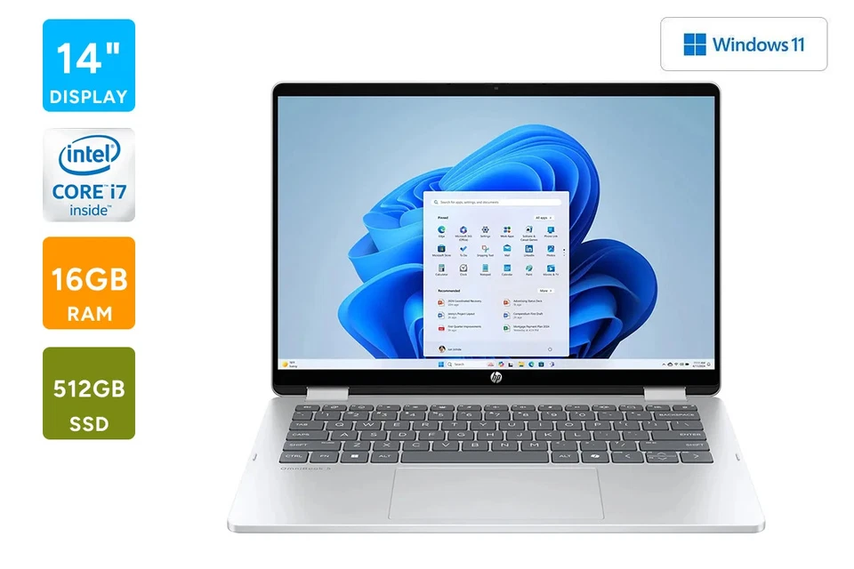 HP OmniBook 5 Flip 14" 2K Core 7 Touchscreen 2-in-1 Windows 11 Laptop (16GB,