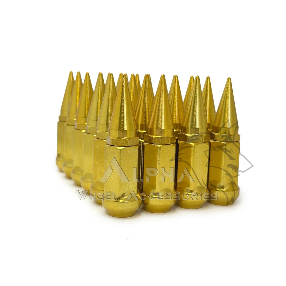 24 tuercas doradas Spike Bulge Bellon 1/2"-20 para Dodge Viper Dakota Durango Nitro Foto 2 de 4