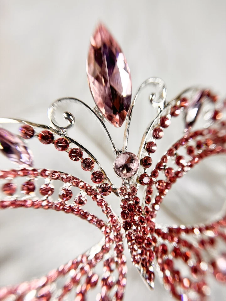 Butterfly Masquerade Mask, Pink Wedding Party Mask, Mardi Gras, New Year, Party - Image 4 of 4