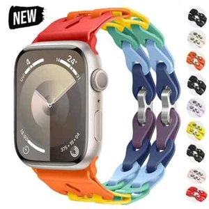 Pour Apple Watch Series 10 9 8 7 6 5 Ultra2 49mm 46 45mm Bande de bracelets en silicone