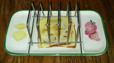 Vtg 1950's MCM Ceramic Toast/Butter/Jam Serving Breakfast Dish Collectible 