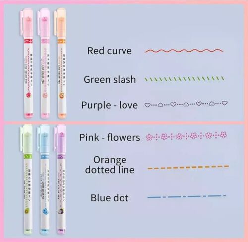 Magic Border Pen, Border Design Penne, Curve Evidenziatore Penne Set, per Disegno - Foto 6 di 18
