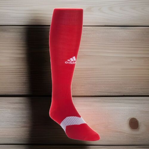 ADIDAS Soccer Socks Adult Mens Medium Red White Logo Metro IV Socks NWT - Picture 2 of 7