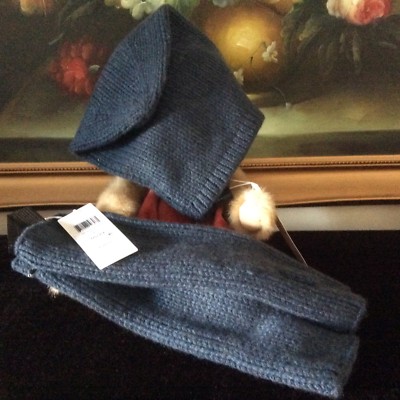 NWT EILEEN FISHER Lofty Recycled Cashmere Hat and Glovelettes Glove SET FIR