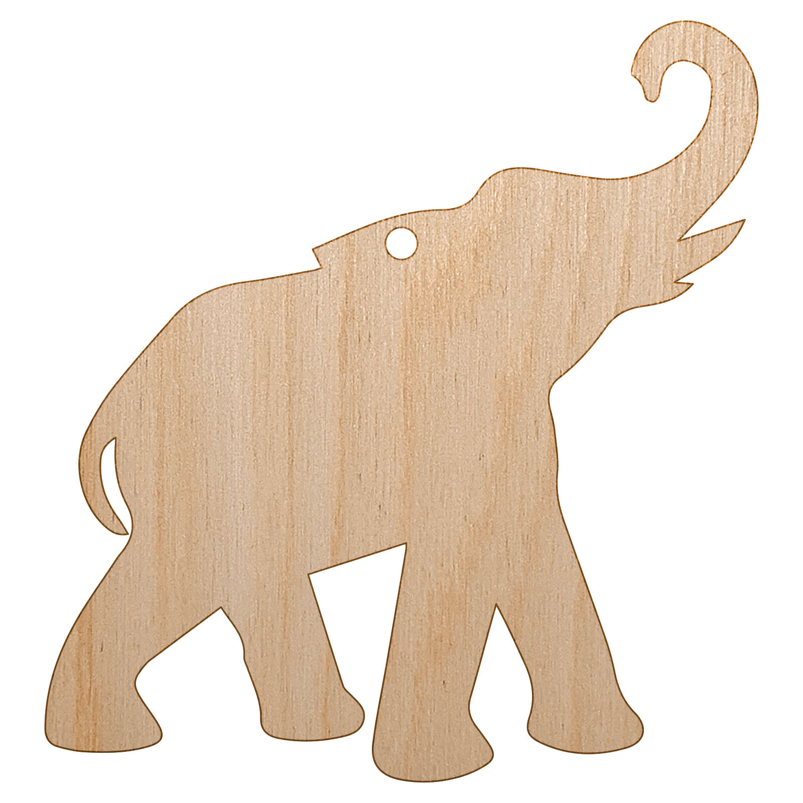 Elephant Trumpeting Solid Unfinished Craft Wood Holiday Christmas Tree Ornament