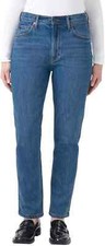 Women  s Denim Jeans sz 12 Blue High-Rise Straight Leg Timeless Utility Casual