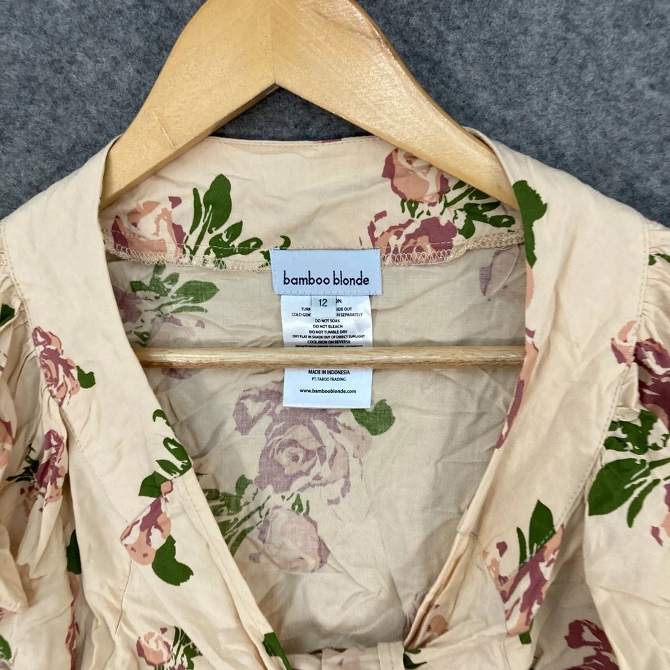 Top de mujer rubio bambú talla 12 marrón floral recortado manga corta rayón 10417 Foto 3 de 4