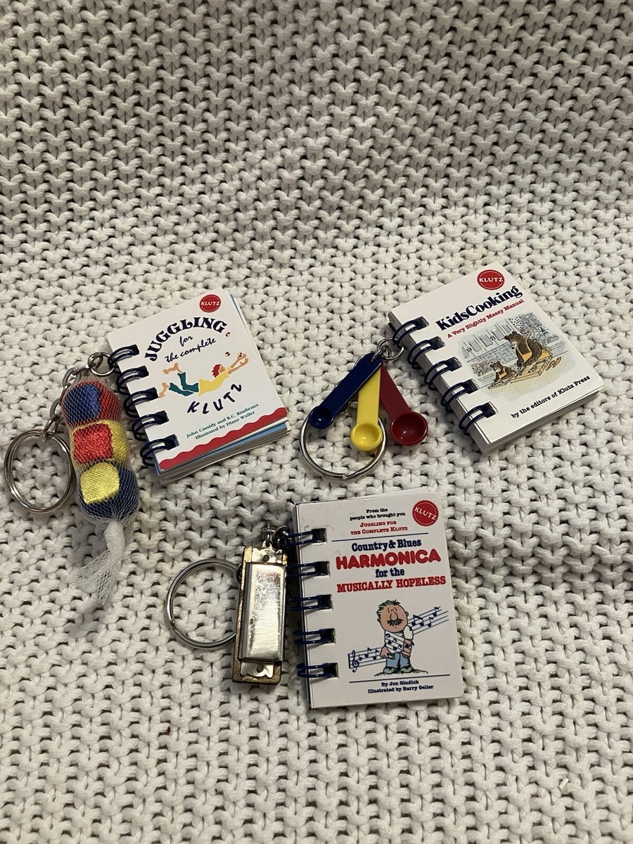 Set Of 3 Klutz Book & Toy Miniature Key Chain *Juggling *Harmonica
