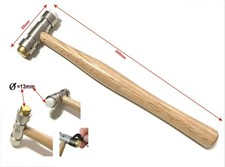 Brass and Nylon Head Hammer Mallet Jewellers Hobby Machinist Wooden Handle
