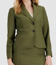 Le Suit Women's Green Two-Button Suit Separate Jacket Size 6