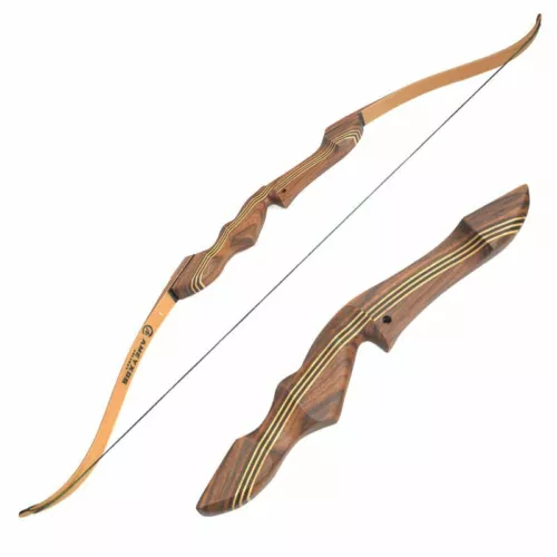 60" Archery Recurve Bow Wooden Takedown 20-55lbs 21" Handle Riser Hunting Bow