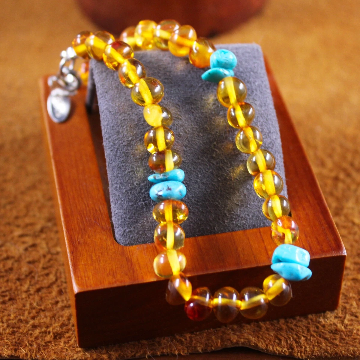 JTV Southwest Style Orange Amber Turquoise Beaded Bracelet