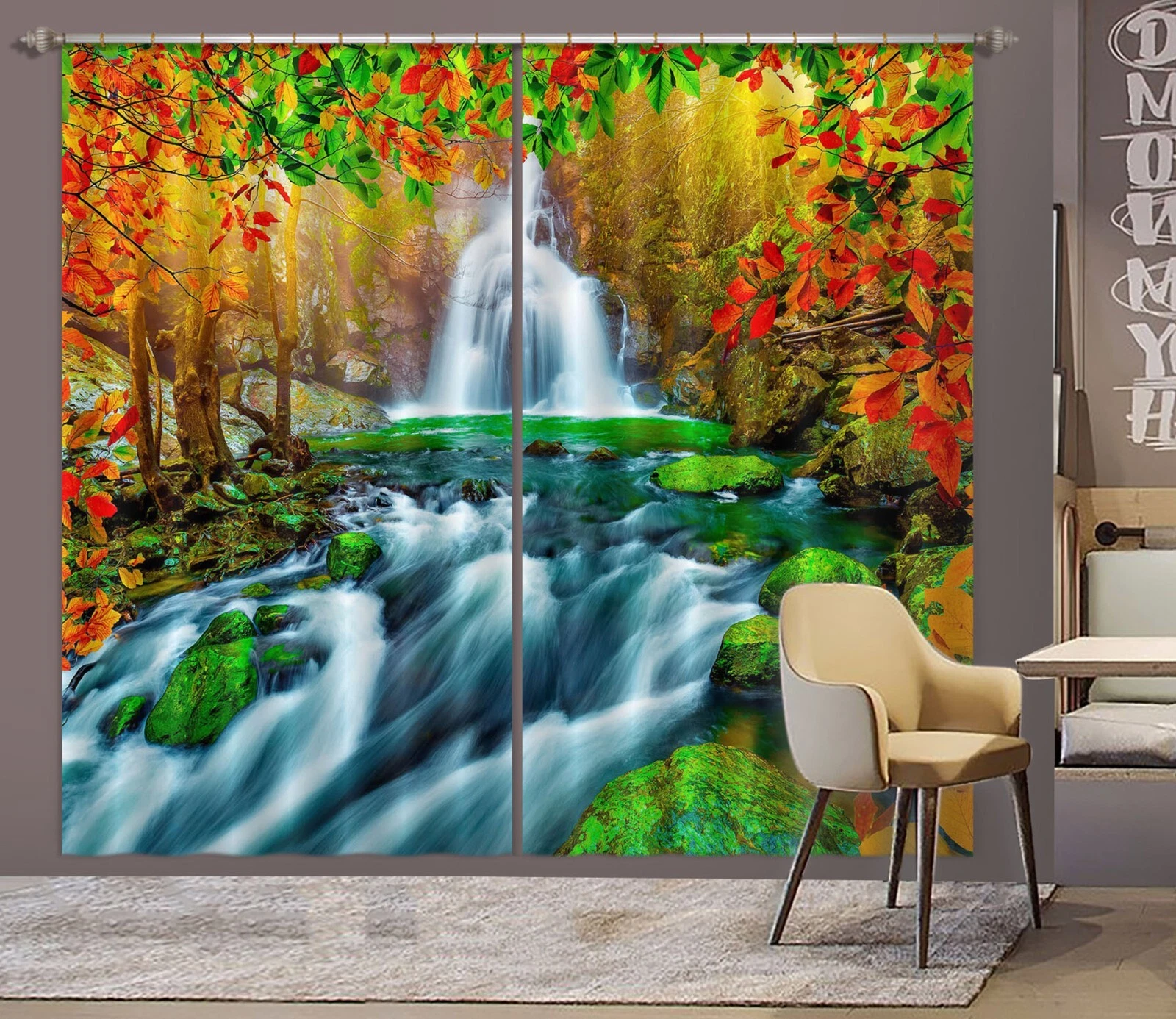 3D Waterfall River ZHUB5017 Photo Curtain Window Blockout Fabric Vera 2023