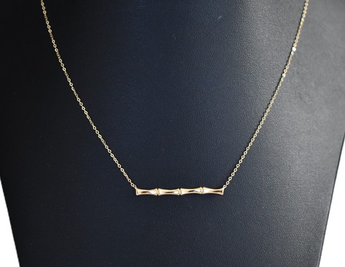 NUEVO COLLAR COLGANTE BARRA BAMBÚ ORO 14K CLAVE ITALIA - Imagen 5 de 12