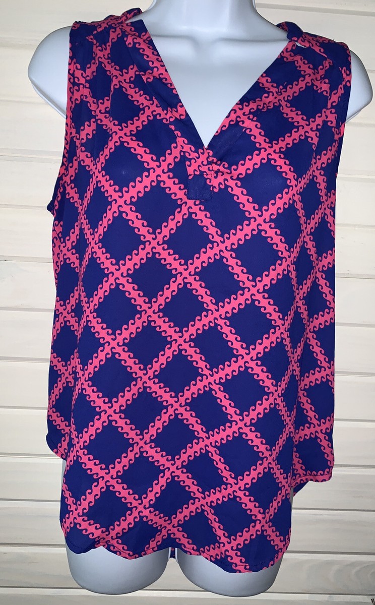 41 Hawthorn Stitch Fix Sz XS Shalley Pullover Top Blouse Blue Pink