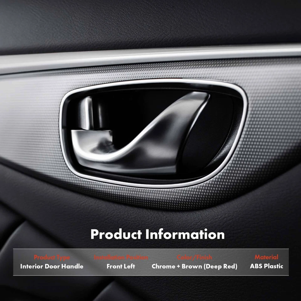 Manija de puerta interior cromada y marrón del conductor delantero para Honda Accord 1990 1991-1993 Foto 2 de 4