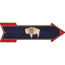 Wyoming State Flag Novelty Metal Arrow Sign Directional 17" x 5" Wall Decor