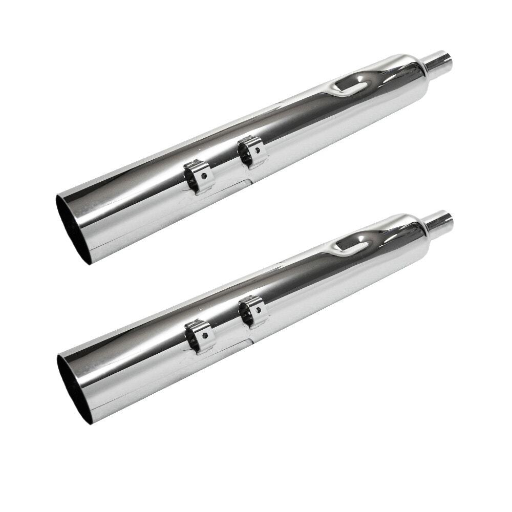 Jones Exhaust Chrome 4" Full Boar SlipOn Mufflers 1.75" Baffle HD FLH