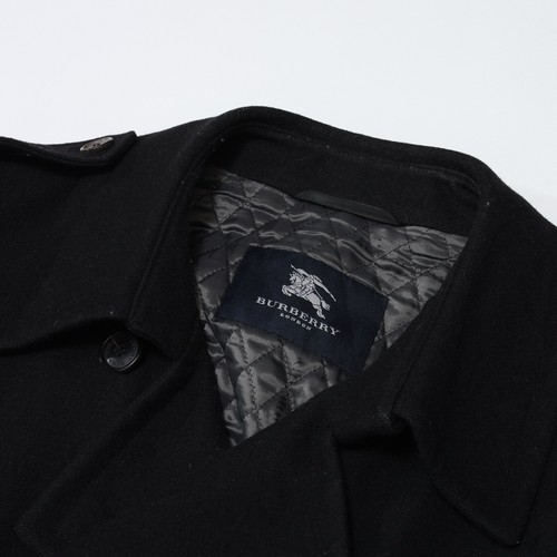 Burberry London Wool Black Double Breasted Coat Vintage - Picture 3 of 24