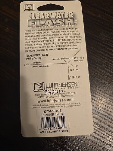 Luhr Jensen Clearwater Flash #7 - FLASH TNT Rigid Hooked Spinner - Picture 3 of 5