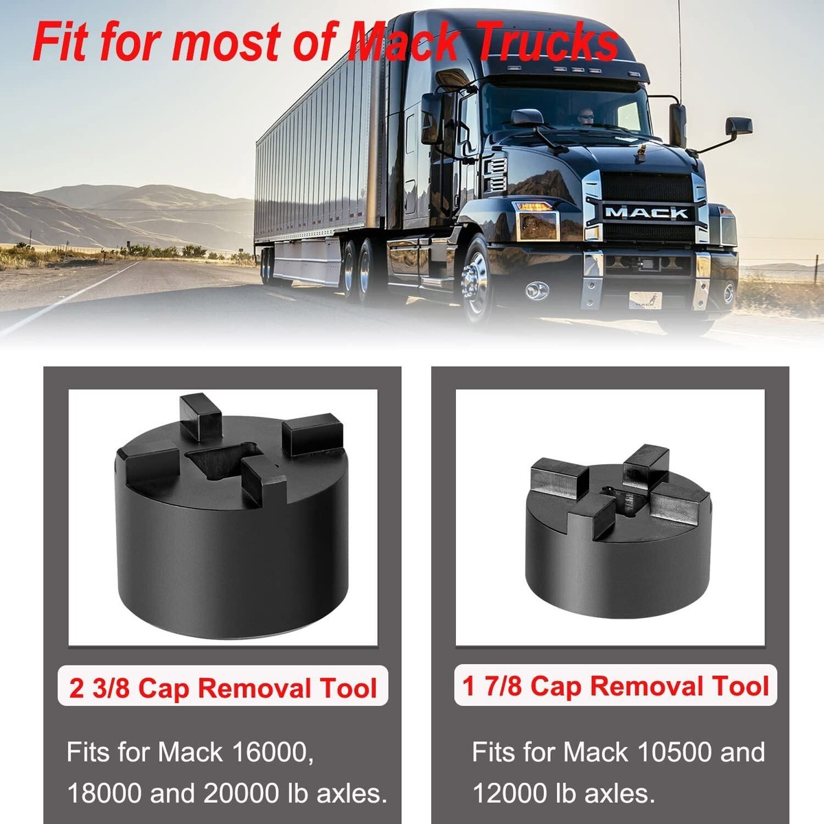 For Mack Truck King Pin Socket Set with 1 7/8 , 2 3/8 Cap