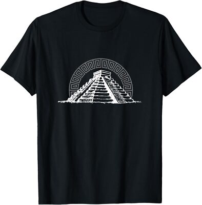 NEW LIMITED Ancient Sacred Mayan Aztec Calendar Pyramid Geometry T-Shirt