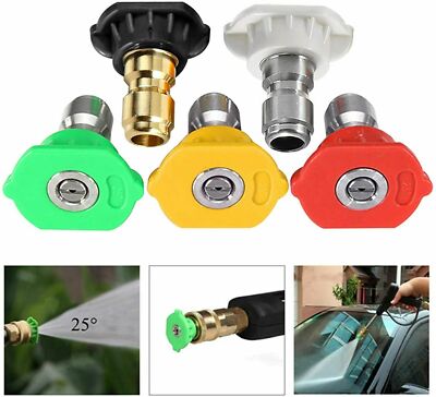 1/4'' Pressure Washer Spray Tips Nozzles High Power Kit Quick Connect Set 
