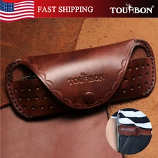 TOURBON Eyeglasses Storage Holder Eyewear Belt Pouch Glasses Protector Leather