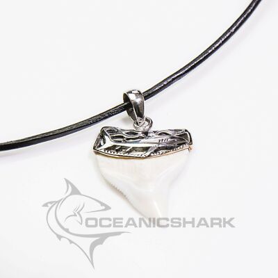 Bull Shark tooth silver art work pendant necklace sale s2