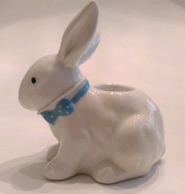 Yankee Candle ceramic White Bunny rabbit Easter tapered candle holder