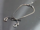 Authentic Christian Dior Ankle bracelet ribbon Metallic #1694