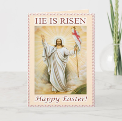 HE IS RISEN - 5.5'' x 8.5'' Easter Greeting Card with Writing Space Inside