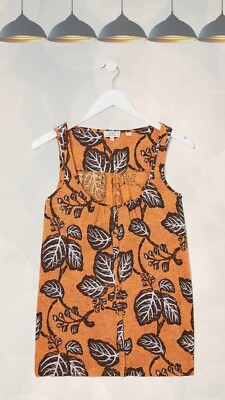 Ex Fat face Women s Sleeveless Flora Vine Floral Vest in Golden Yellow