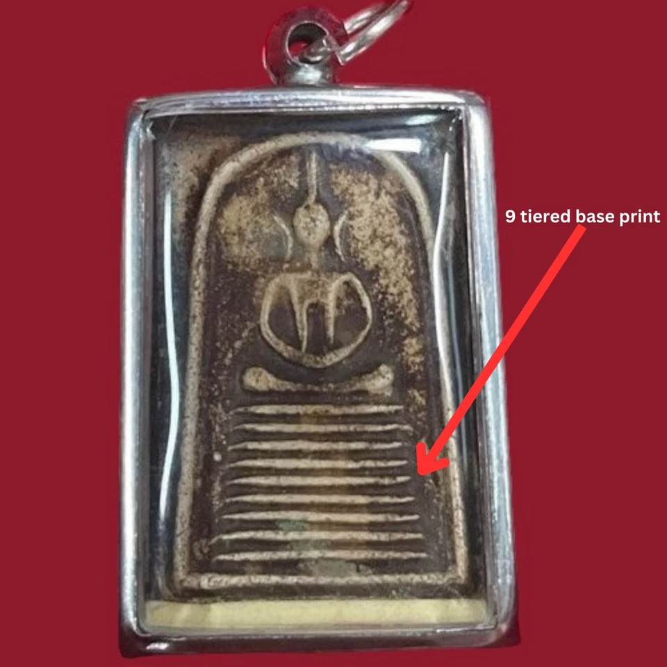 Lp Toh Phra Somdej 泰国佛护身符吊坠魔法小饰品 9 层底座印花 — 第 2/4 张图片