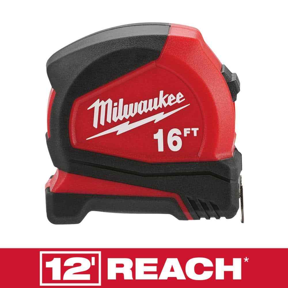 Compact 16ft.SAE Tape Measure w/Fractional Scale and 8ft.Standout