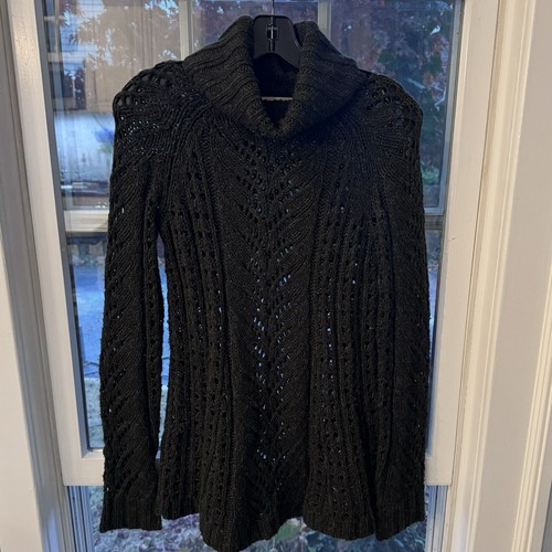 Anthropologie Sleeping on Snow Open Knit Olive Cowl Neck Sweater Sz XS - Picture 2 of 9